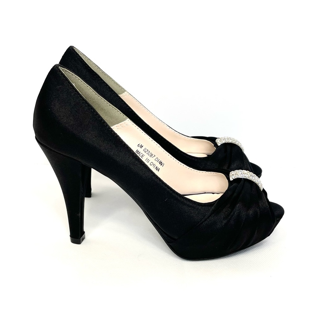 david bridal wedding dress 6 Black Satin Ultra High Heels Open Toe